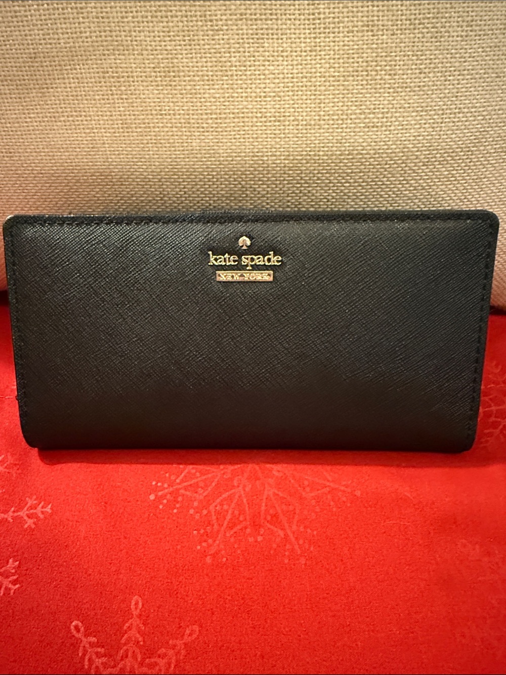 kate spade Black Wallet with Gold Logo